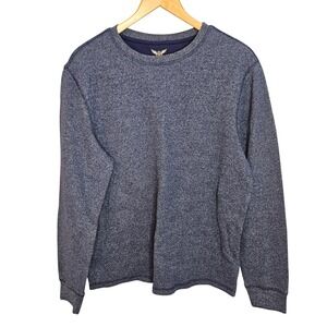 Faded Glory Mens Navy Blue Heathered Thermal Long Sleeve Shirt Size L 42-44 EUC